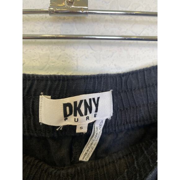 DKNY Pure Linen Crop Wide Leg Pants & Short Sleeve Top Set EUC Sz S/M Black - Picture 11 of 16